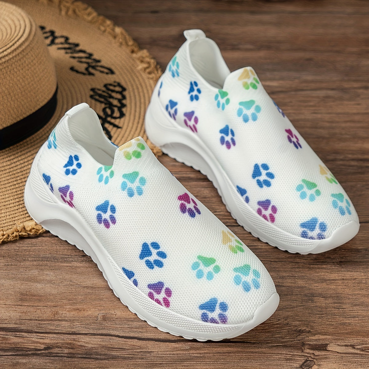 Women's Lightweight Slip On Woven Sneakers Soft Sole Casual Outdoor Shoes