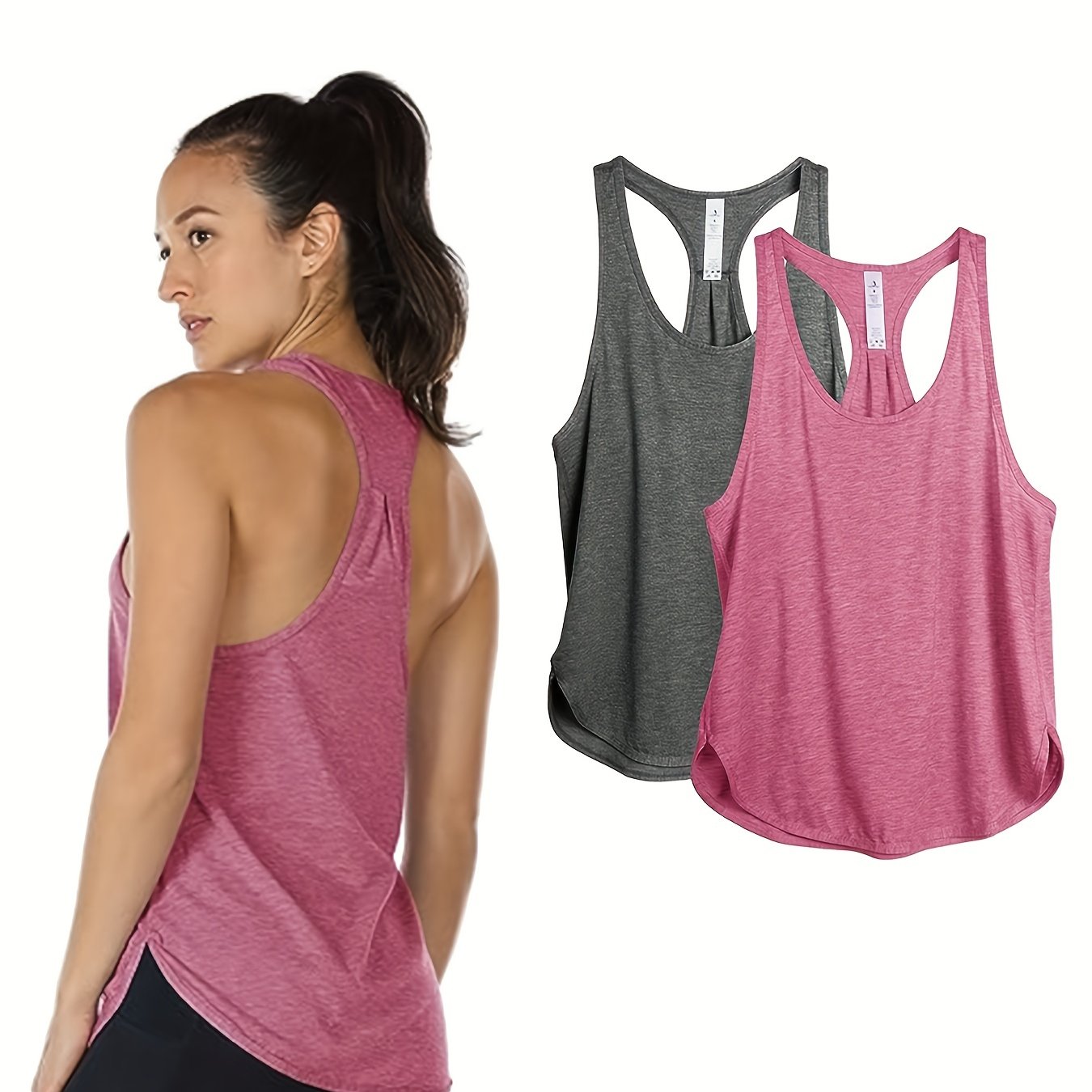 2pcs Women's Racer Back Workout Tank Top Yoga Tops