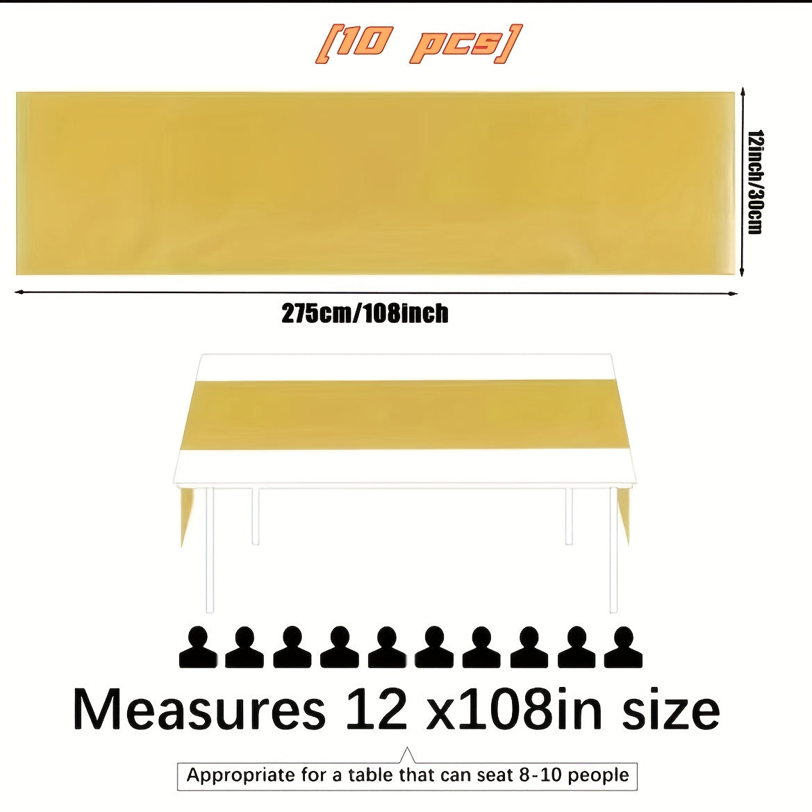 YFLZQ 10 Packs Satin Table Runner 30x274 cm Silk Smooth Fabric Wedding Parties