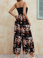 Floral Print Wide Leg Jumpsuit Sleeveless Casual Jumpsuit