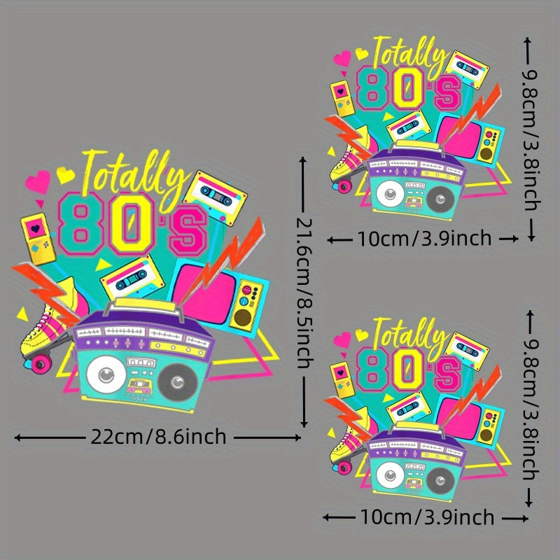 3pcs I Love The 80s Iron On Decals - Retro Pattern DIY Iron On Patches