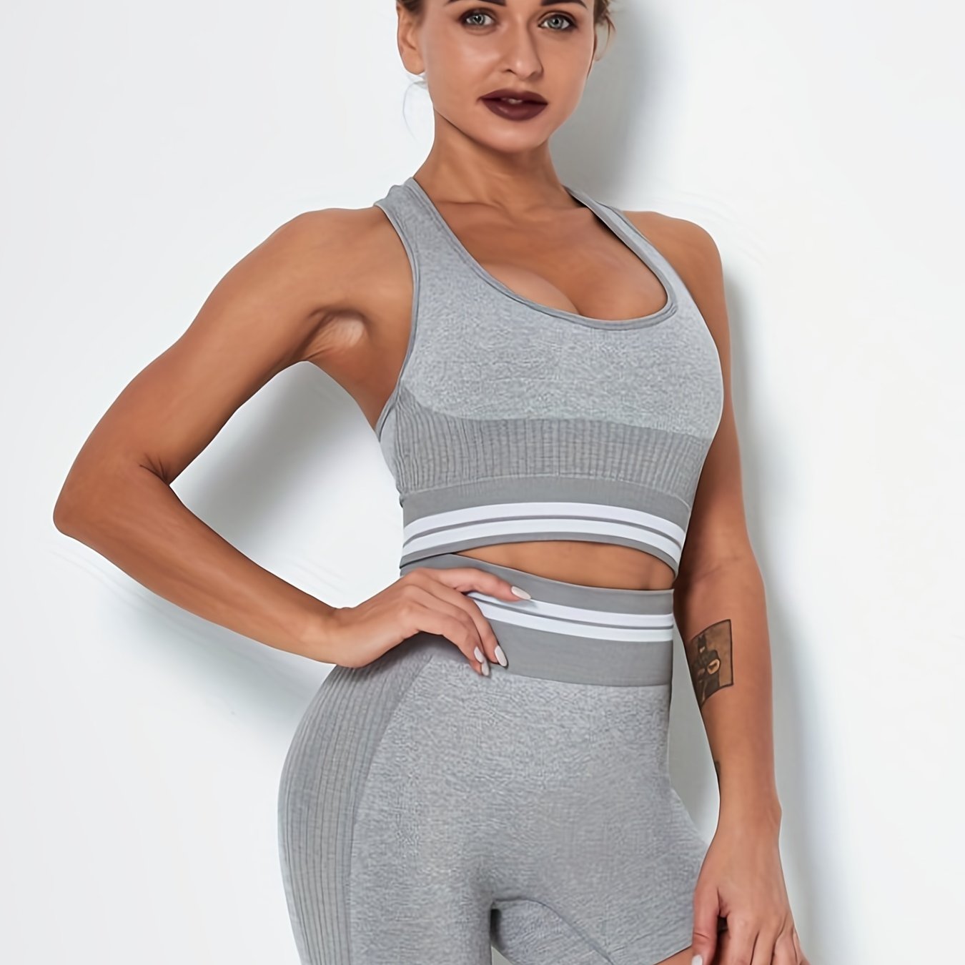 Seamless Knit High Stretchy Bra & Shorts Set