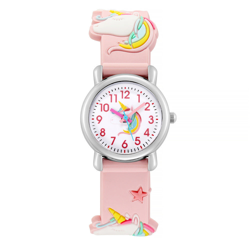 Girls Unicorn Print Waterproof Watch with Rubber Wristband