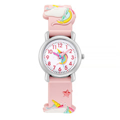 Girls Unicorn Print Waterproof Watch with Rubber Wristband