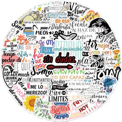 50pcs Spanish Inspirational Waterproof Stickers for Laptops Scrapbooks