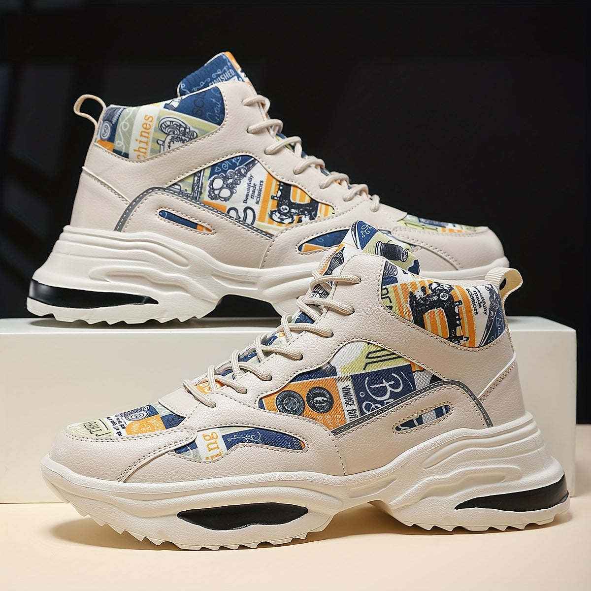 Men's Chunky Shoes Comfy Non Slip Lace Up Casual Sneakers For Outdoor Activities