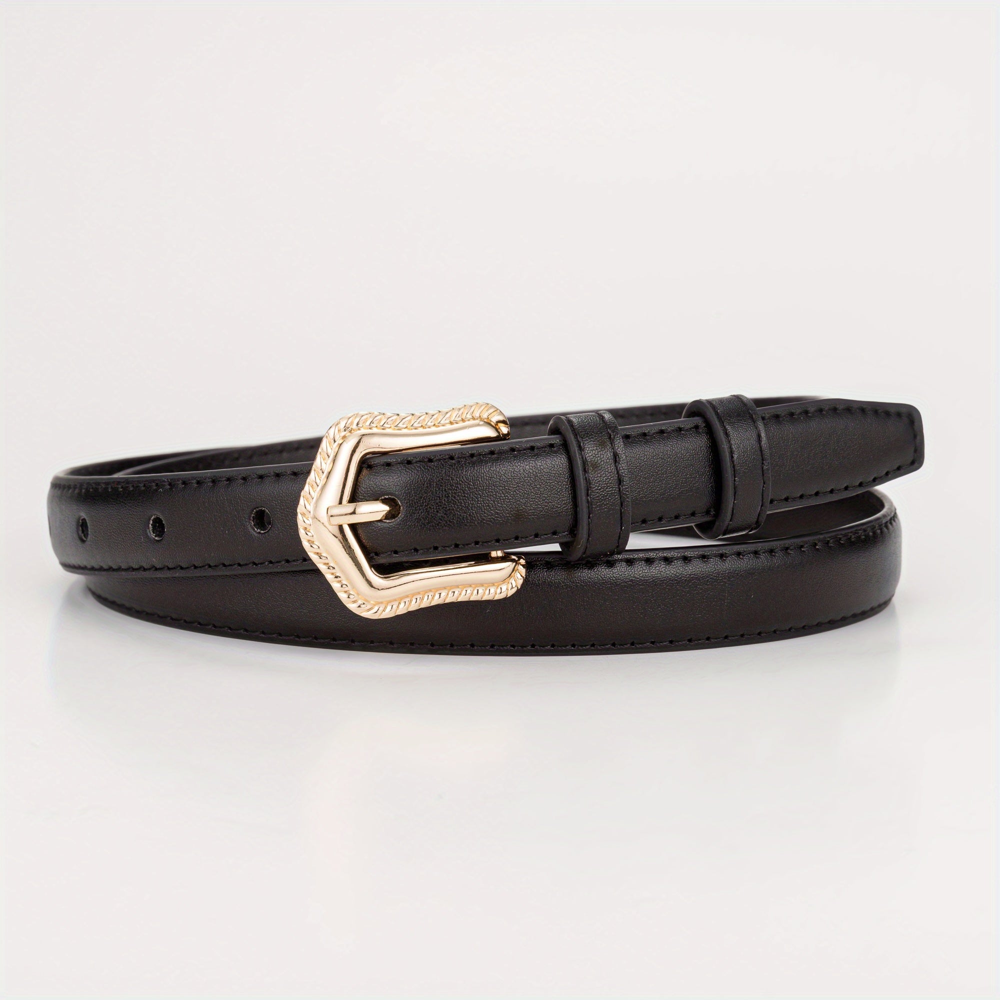 Golden Lace Buckle Head Leather Belt for Kids