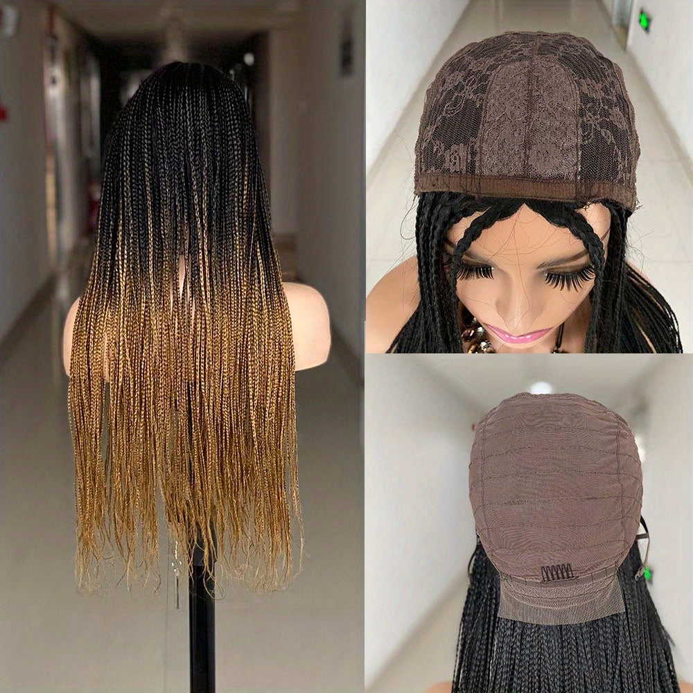 Ombre 66 04 Cm Straight Long Box Braided Wigs Synthetic Braids Wigs For Women