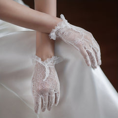 Women's Short Flower Gloves Bridal Lace Gloves Wedding Dress Accessories
