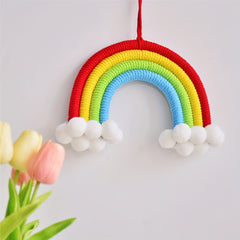 Handcrafted Rainbow Tassel Pendant Tapestry