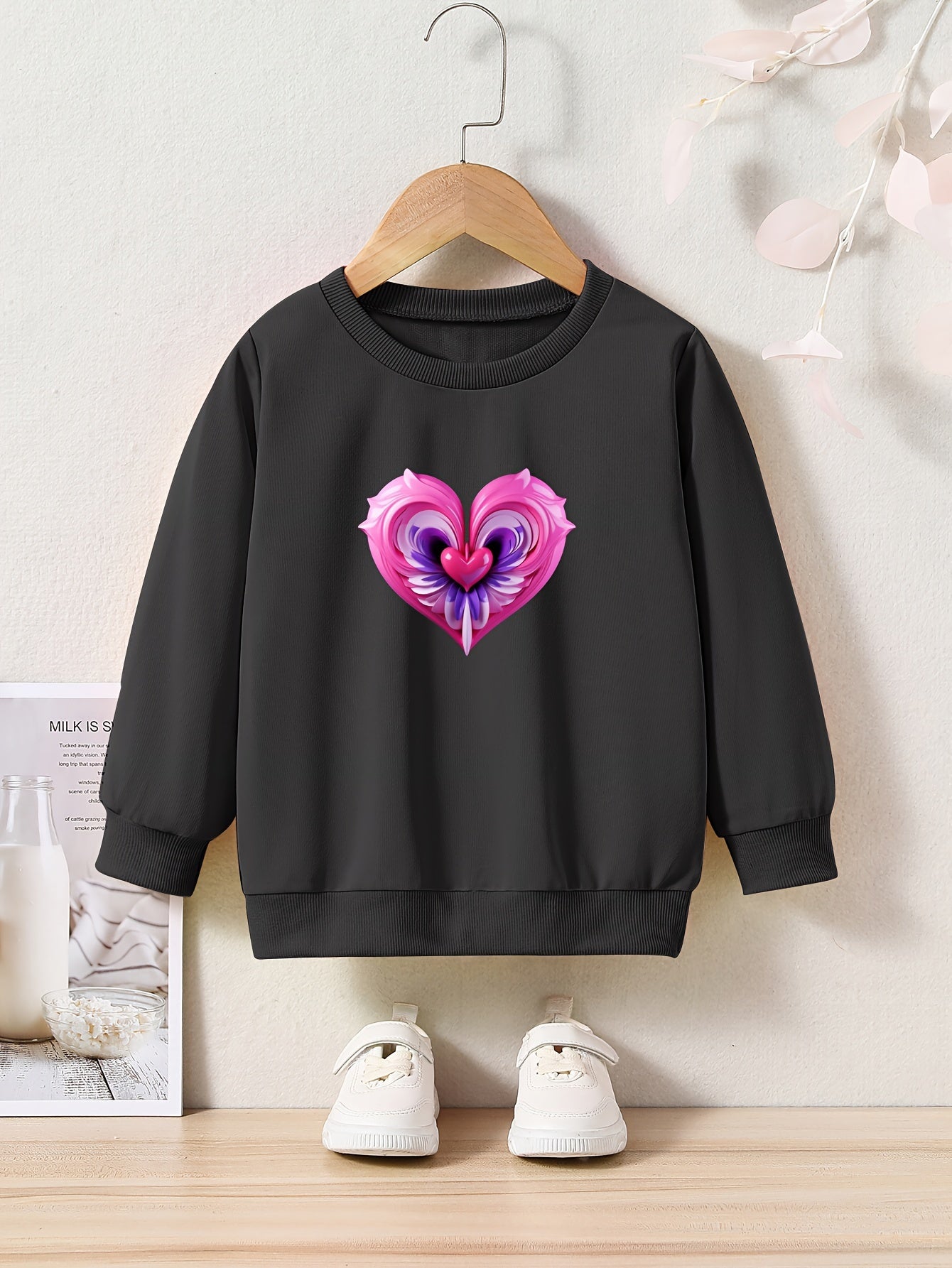 OERYUI Toddler Cartoon Love Pattern Long Sleeve Sweatshirt Top