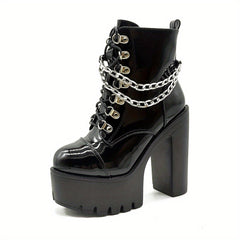 Gothic Chain High Heel Ankle Boots