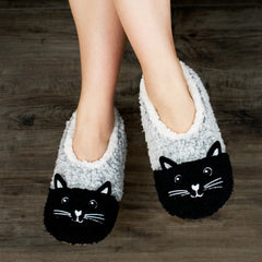 Women's Cartoon Cat Slippers Plush Lined Warm Home Slippers
