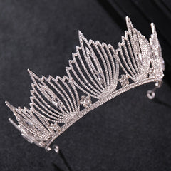Golden Vintage Queen Crown Rhinestone Tiara Prom Hair Accessories