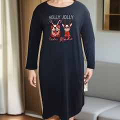 Christmas Lounge Dress Women's Plus Christmas Puppy Graphic