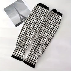 Sunscreen Ice Silky Arm Sleeve Houndstooth Summer UV Protection Gloves