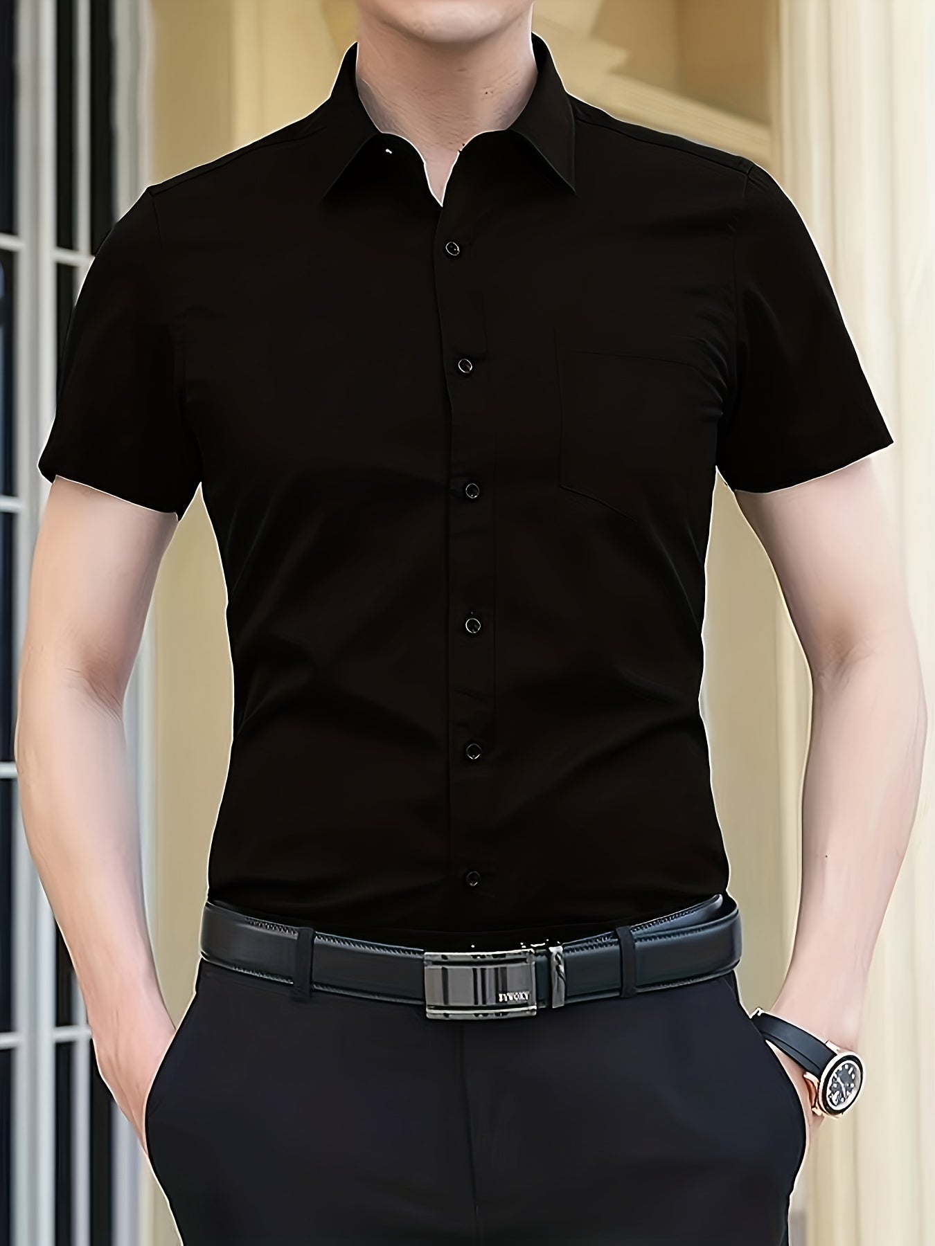 Men s Casual Short Sleeve Shirt With Pocket