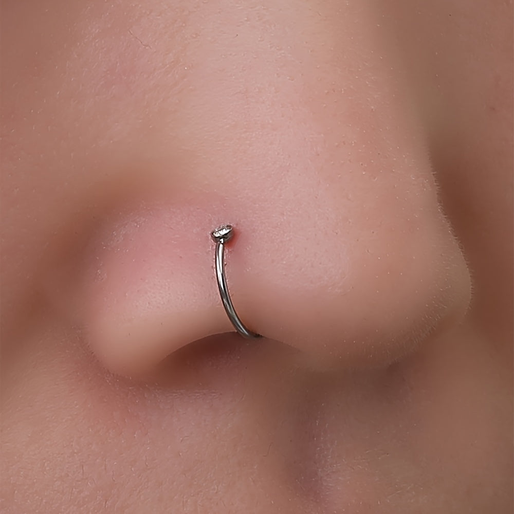 Zircon Nose Ring Stainless Steel Cartilage Body Piercing Jewelry