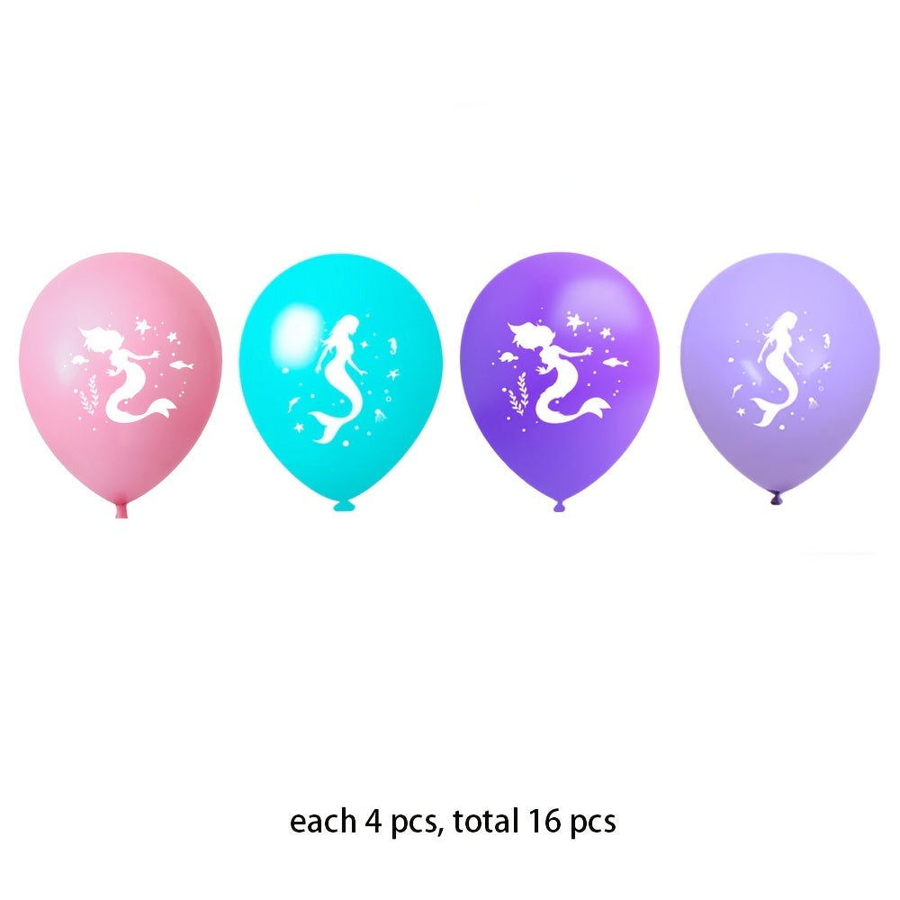 16pcs Mermaid Theme Balloon Birthday Party Decoration 30 Latex Balloons