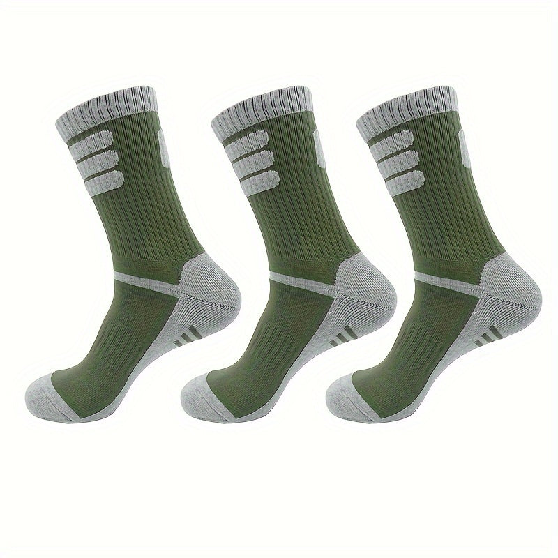 Men's Hiking Crew Socks Cushioned Outdoor Socks - 3 Pairs