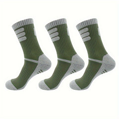 Men's Hiking Crew Socks Cushioned Outdoor Socks - 3 Pairs
