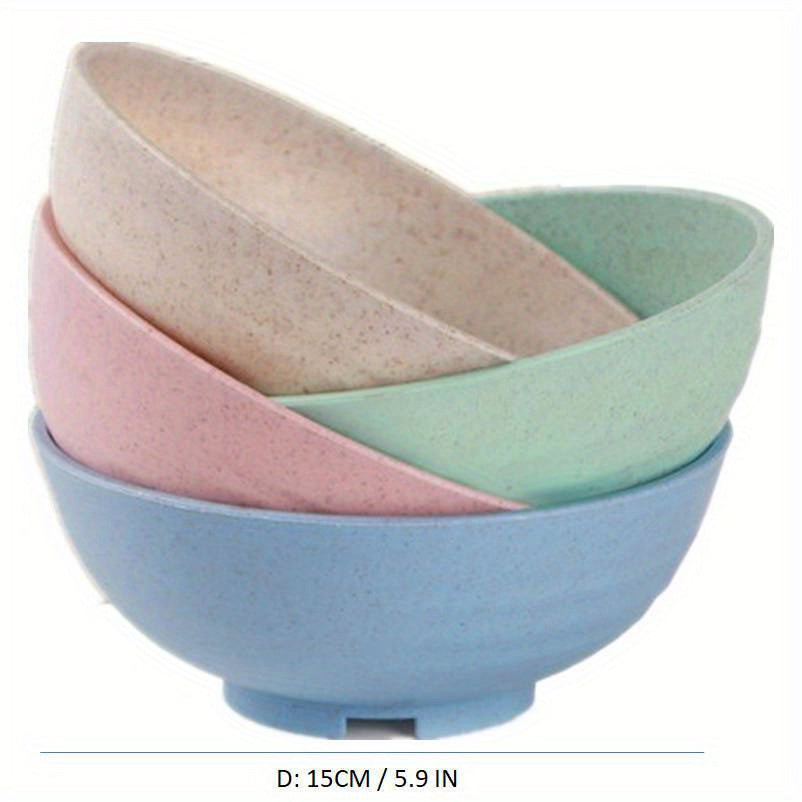 4pcs Portable Plastic Rice Bowls for Camping & Picnics