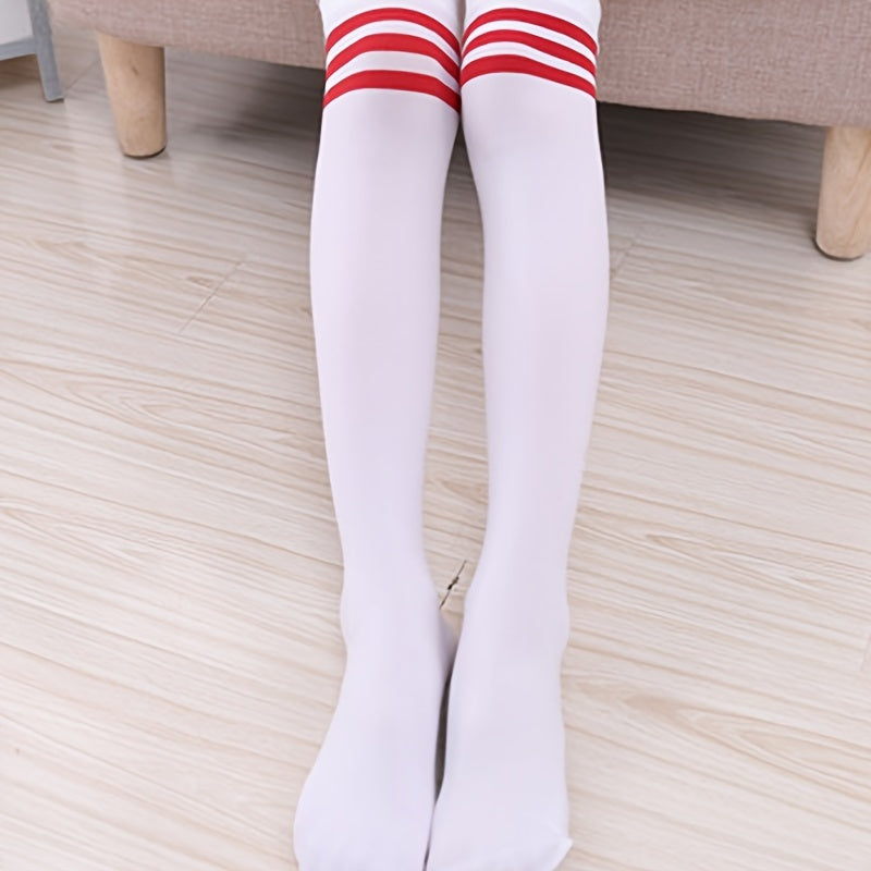 Girl's Knee High Socks Striped Comfy Long Stockings Children's Socks