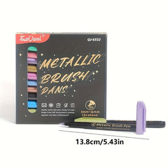 12 Metal Paint Brush Pens for DIY Non Fading Watercolor Markers