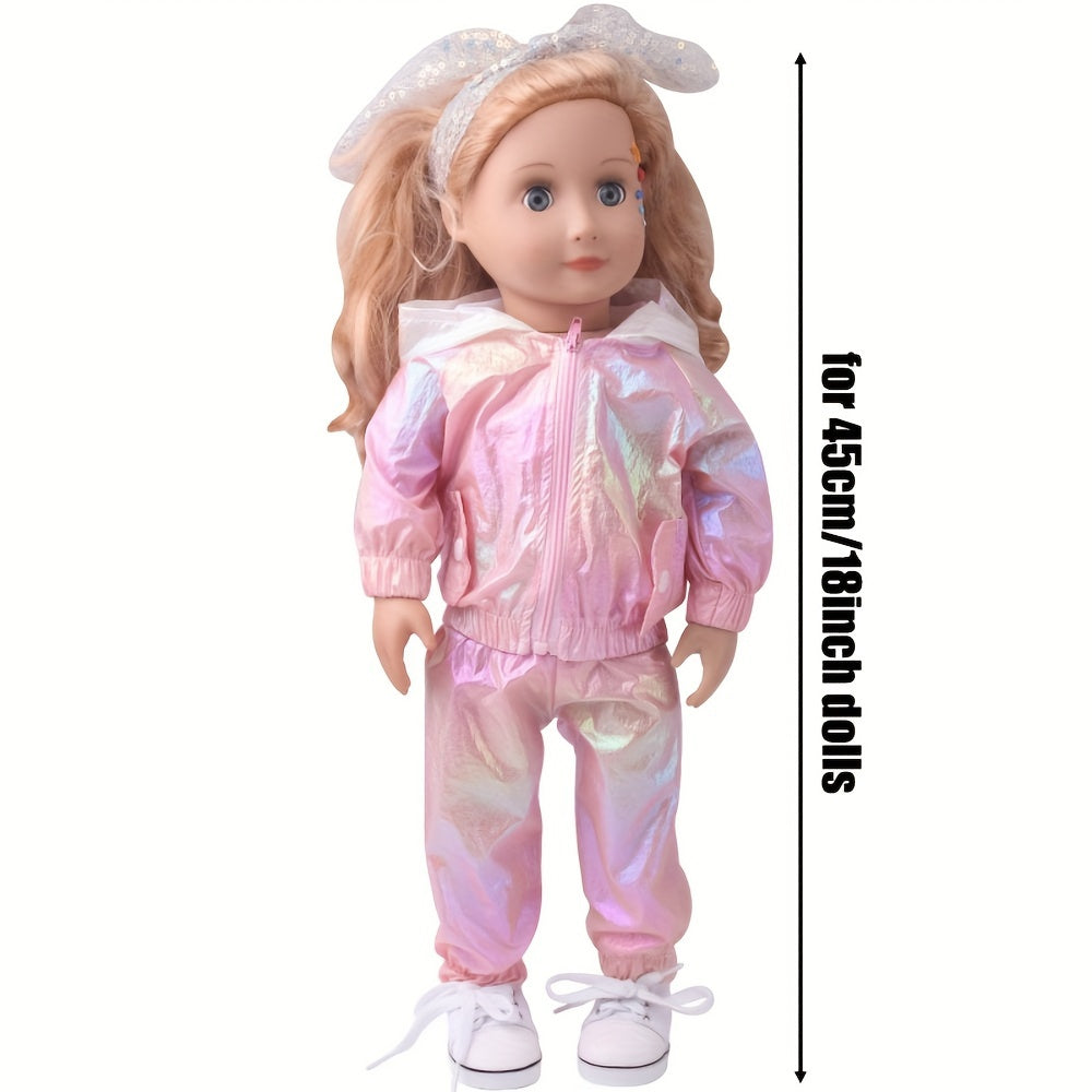 Candy Sweatsuit 18 Inch 2pcs Set Hooded Sun Protection Sweatsuit for Doll