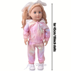 Candy Sweatsuit 18 Inch 2pcs Set Hooded Sun Protection Sweatsuit for Doll
