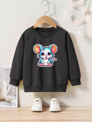 Toddler Cartoon Mouse Print Long Sleeve Sweatshirt