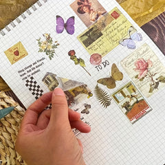 DIY Retro Journal Stickers Kit - Literary & Artistic Floral Butterfly Materials