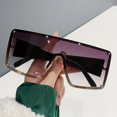 Y2K Square Rivet Mirror Lens Sunglasses UV400