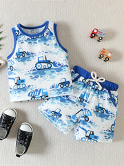 Boys Dino Digger Tank Top & Shorts Set