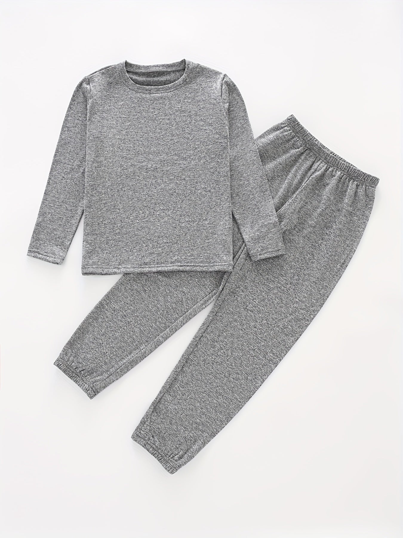 Boys 2pcs Pajamas Long Sleeve Top & Pants Grey Set Kids Clothes