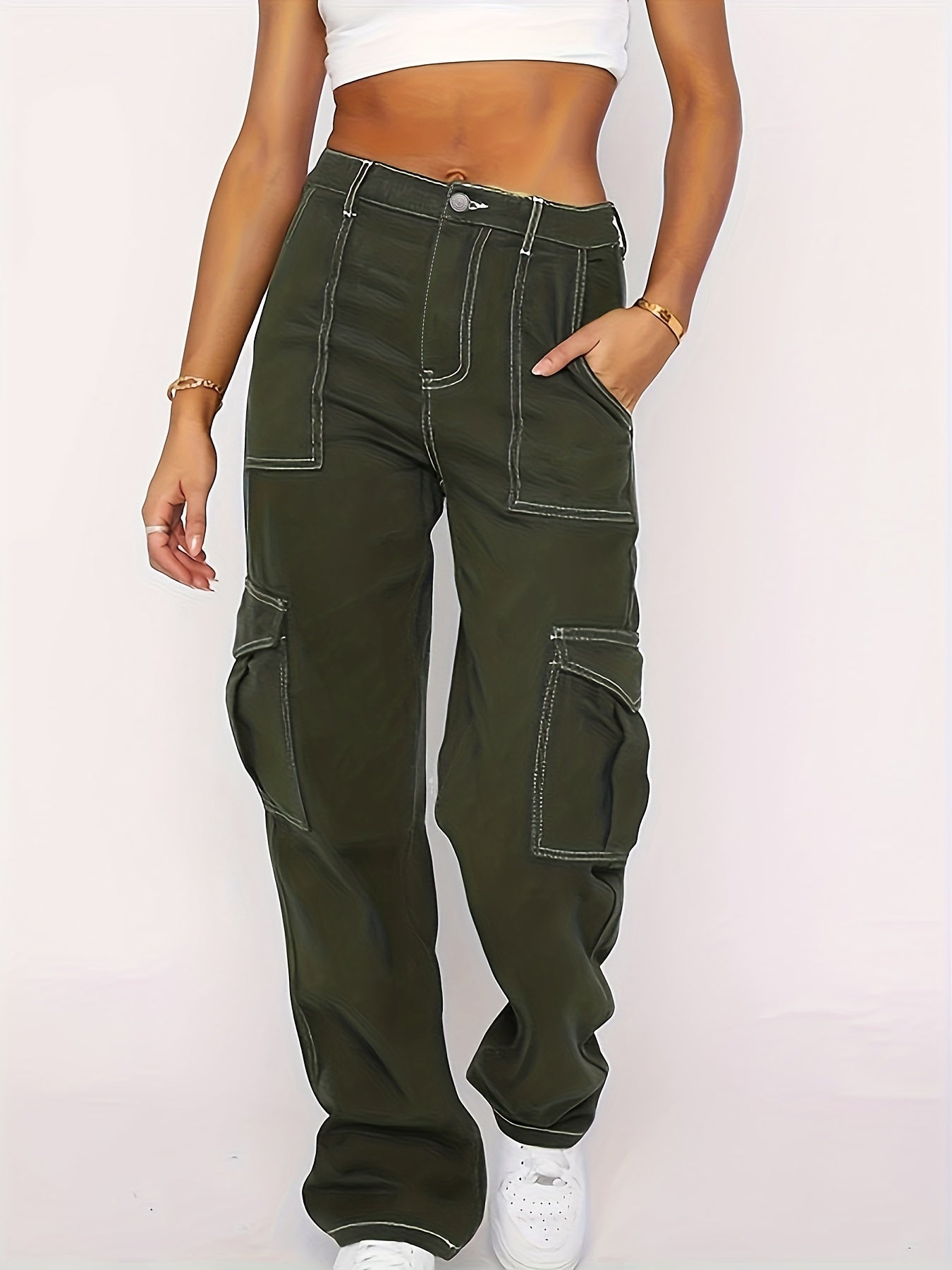 Y2K Style Loose Fit Cargo Denim Jeans