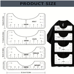 4pcs T shirt Ruler Guide For Vinyl Round PVC Alignment Heat Press 25