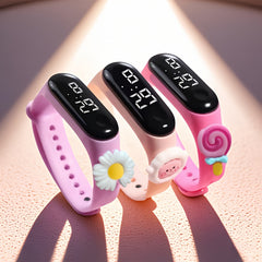 3pcs Doll LED Touchscreen Wristwatch Set - Pink Purple Floral Lollipop Designs