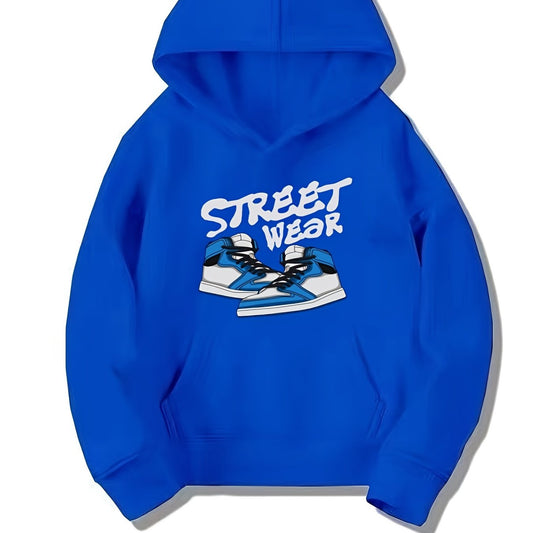 Boys Stylish Shoes & STREETWEAR Letter Print Hooded Sweatshirt