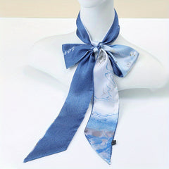Butterfly Flower Pattern Neckerchief Long Skinny Scarf