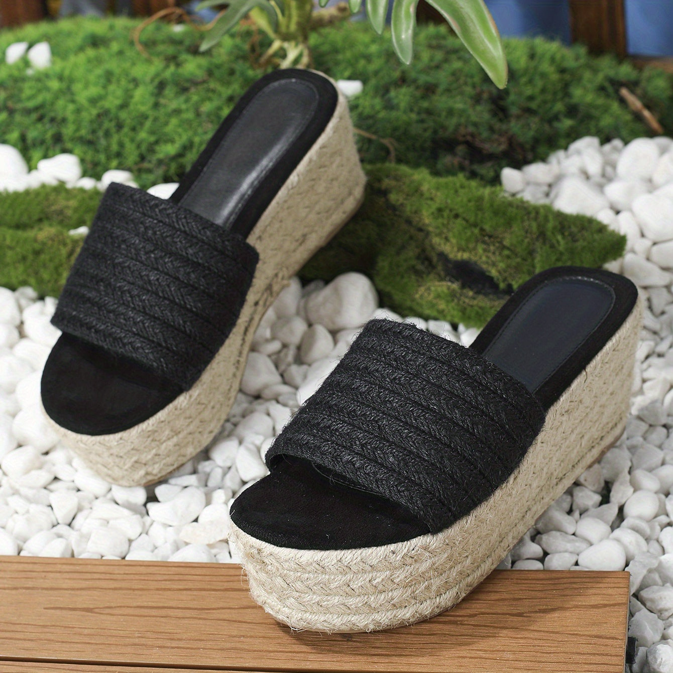 Women's Platform Espadrille Sandals Boho Style Open Toe Slip On Wedge Shoes