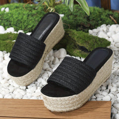 Women's Platform Espadrille Sandals Boho Style Open Toe Slip On Wedge Shoes