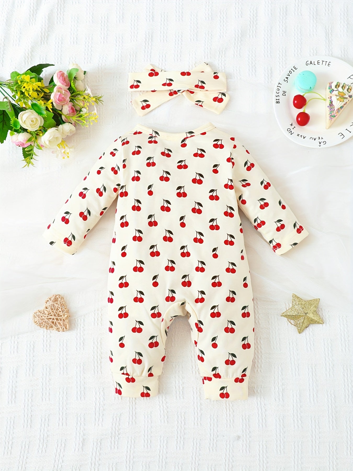 Sweet Baby Newborn Cherry Romper & Hairband Set