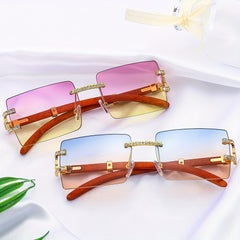 Men's Retro Wooden Leg Sunglasses Square Frame