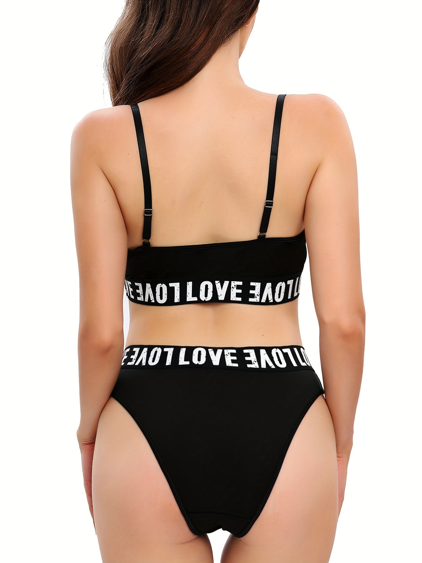 Letter Print Bra & Panties Lingerie Set
