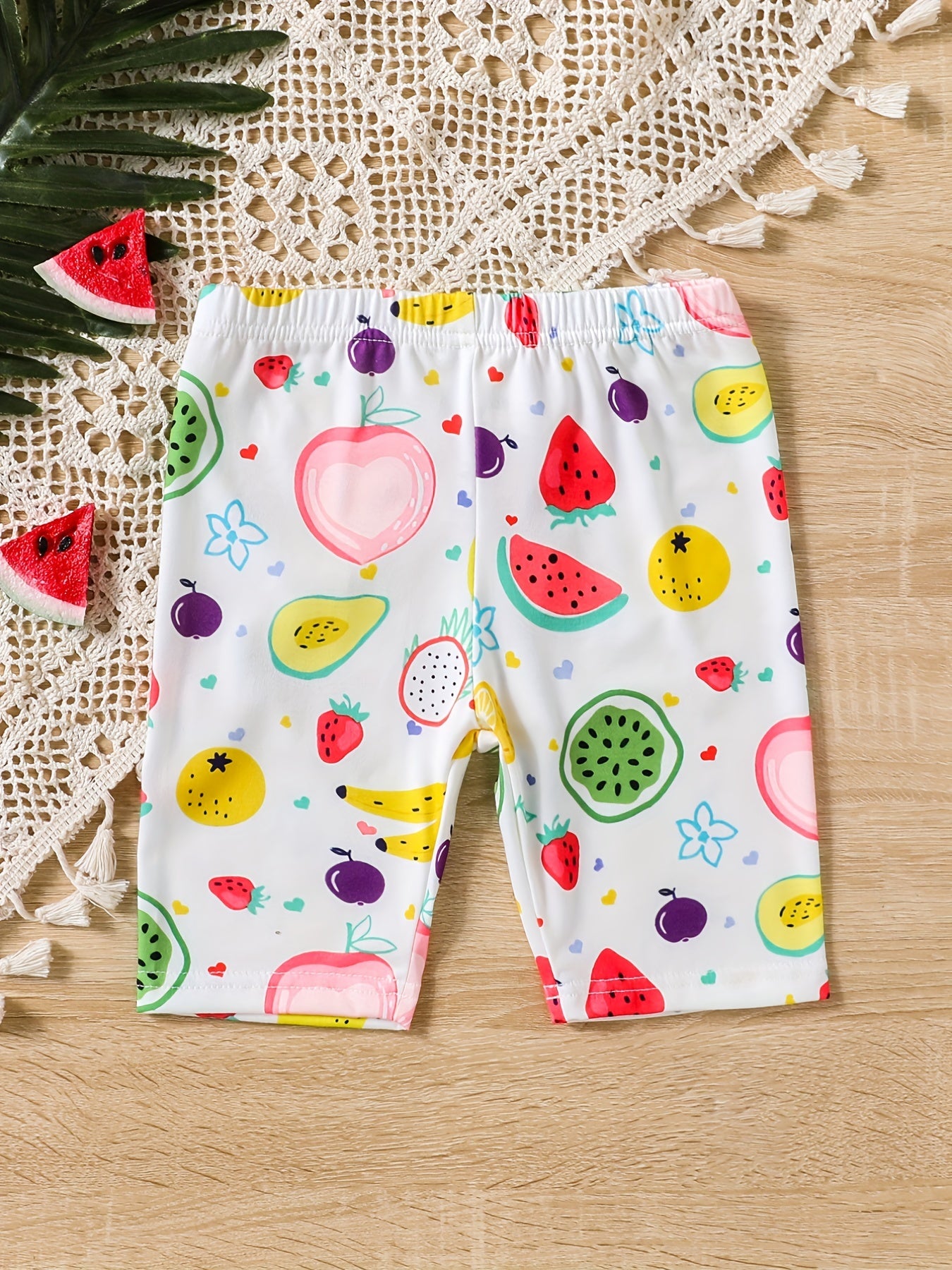 Toddler Girls Fruit Graphic Elastic Waist Casual Sports Biker Shorts