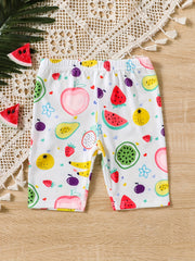 Toddler Girls Fruit Graphic Elastic Waist Casual Sports Biker Shorts