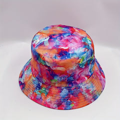 Oil Painting Print Bucket Hat Reversible Red Tie Dye Graffiti
