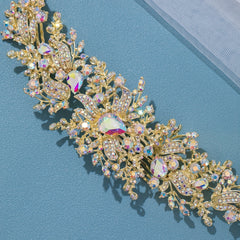 Girl's Rhinestone Flower Hair Comb Princess Evening Dress Accessory
