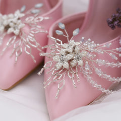 Rice Bead Flower Shoe Clips for Brides Shoes Heels Boots